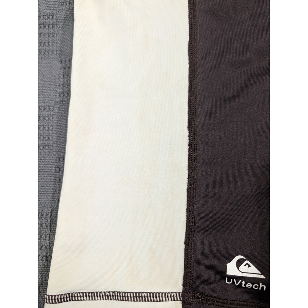 Quiksilver UVtech Rash Guard Mens Medium Brown Cream Long Sleeve Swim Shirt - Picture 9 of 10